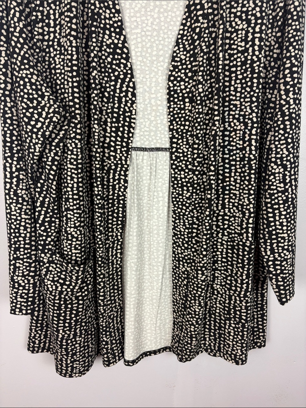 Habitat Women’s Open Front Cardigan XL Black White Dot Print Stretch Jacket - Picture 4 of 13